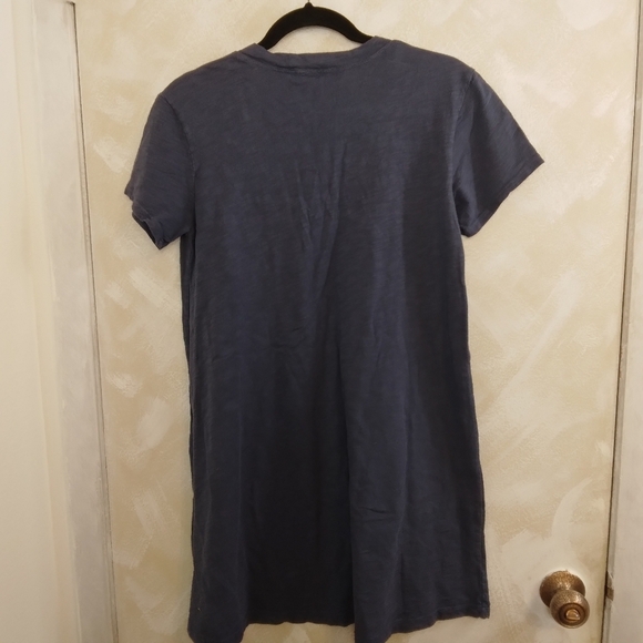 XS Wilt T-Shirt Dress Blue 100% Cotton TRAPEZE V-NECK SHIRT DRESS SHORT SLEEVES - Picture 3 of 8
